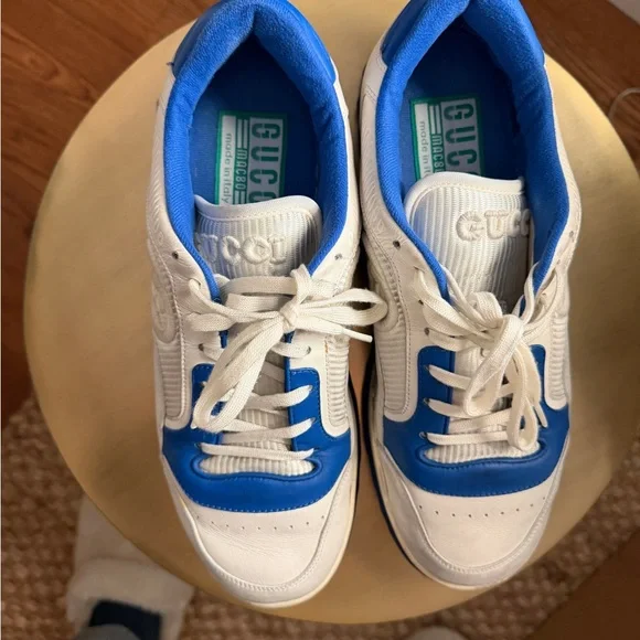 Gucci Men's White and Blue Sneakers